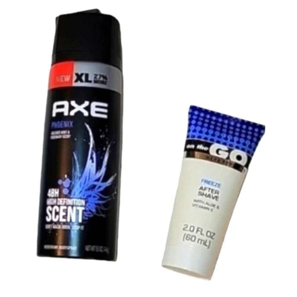 NEW Men's Grooming Bundle: Axe Deodorant/Body Spray & On The Go After Shave